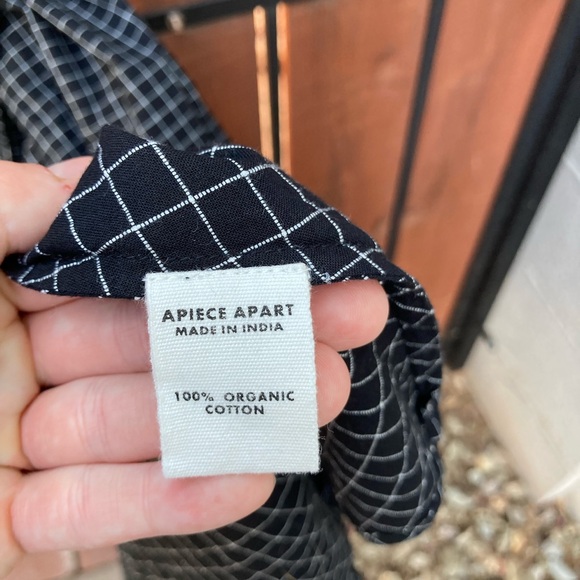 Apiece Apart Avignon Wrap Dress in Black/Cream Checks Size Small - Picture 6 of 6